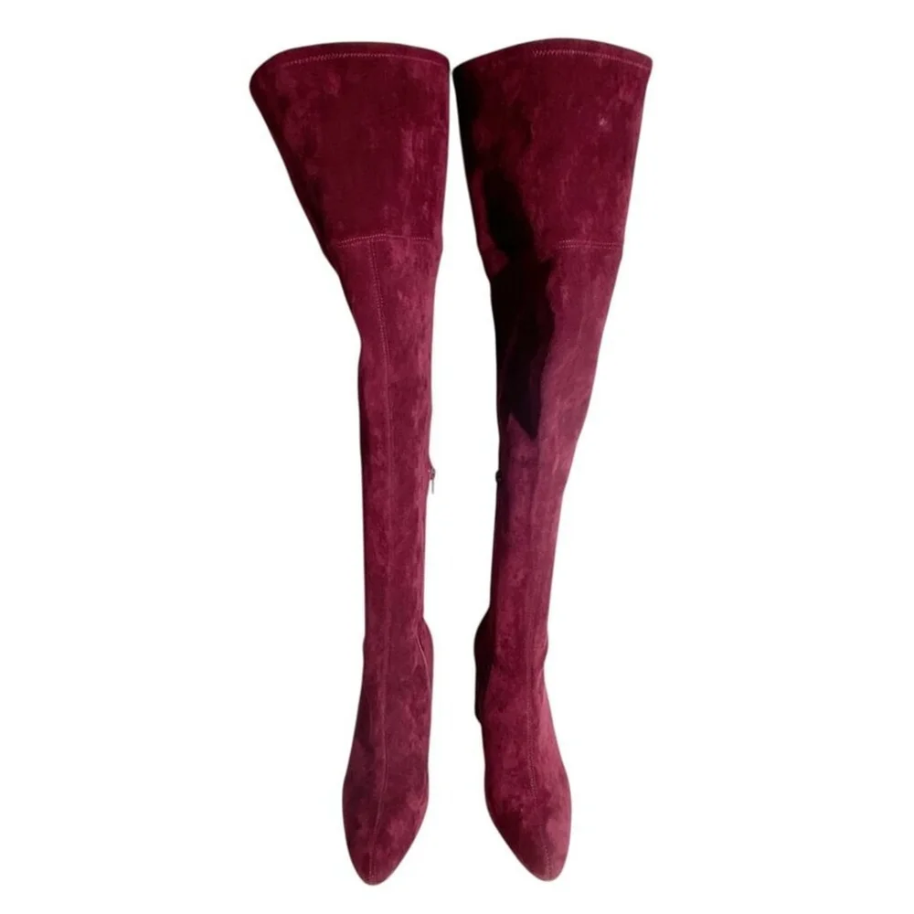 New Jeffrey Campbell PARISAH-2 Wine Burgundy Suede Over-the-Knee Boots